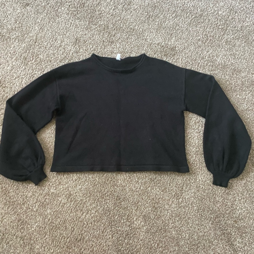 Locryz - Black Cropped Boxy Crewneck Sweater